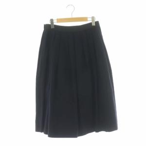 タックスカート フレア ロング コットンリネン ウエストグログラン 2 紺 黒 ネイビー ブラック