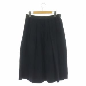 MARGARET HOWELL タックスカート フレア ロング コットンリネン ウエストグログラン 2 紺 黒 ネイビー ブラック