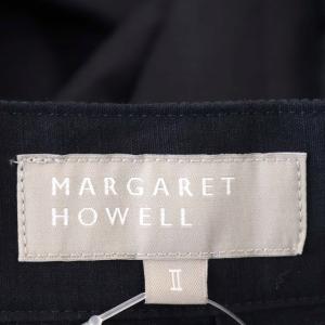 MARGARET HOWELL タックスカート フレア ロング コットンリネン ウエストグログラン 2 紺 黒 ネイビー ブラック