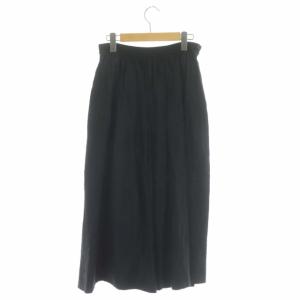 MARGARET HOWELL ギャザースカート フレア ロング リネン 2 黒 ブラック
