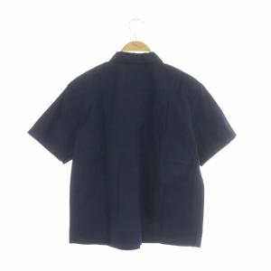 MHL. コットン丸襟シャツ 半袖 前開き 1 紺 ネイビー