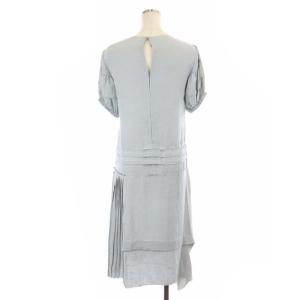 PRADA ワンピース プリーツ ロング ミモレ パフスリーブ 半袖 38 水色 ライトブルー