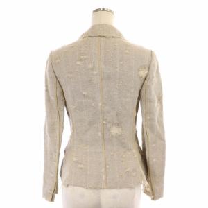 PRADA スーツ セットアップ 上下 リネン シルク混 テーラードジャケット 総裏地 タイトスカート 膝丈 36 ベージュ