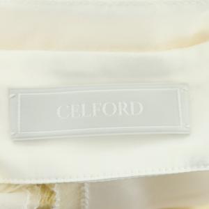 CELFORD 21AW ニット カーディガン 長袖 襟付き ビジューボタン 36 ライトイエロー 白 ホワイト