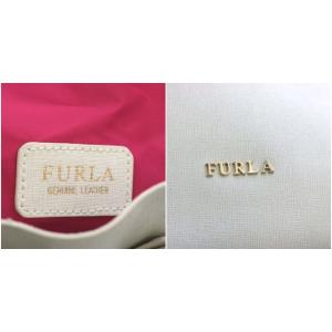 FURLA ハンドバッグ リボンモチーフ レザー 白 ホワイト