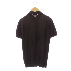 JOHN SMEDLEY コットン ショートスリーブ ニットポロ プルオーバー S 茶 ブラウン
