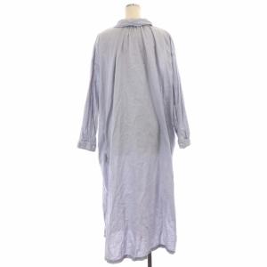 nest Robe 重ね襟シャツワンピース オーバーサイズ ロング リネン 長袖 F ライトグレー