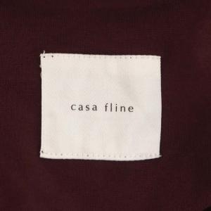 CASA FLINE カップ付きギャザースリーブトップス カットソー 五分袖 プルオーバー スクエアネック F ワインレッド