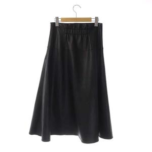 GRACE CONTINENTAL フレアスカート エコレザー ロング 38 ブラック
