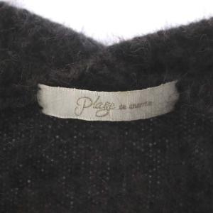 Plage ファー Vネック スリットプルオーバー ニット セーター 長袖 ウール ダークグレー
