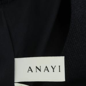 ANAYI 18SS フレアワンピース ラウンドネック ラップ調 ベルト付き ミモレ ロング 38 ネイビー