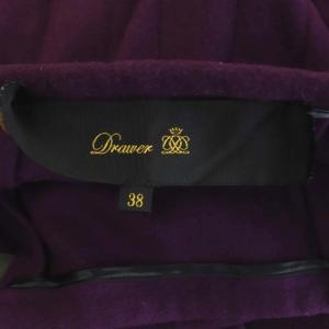 Drawer ウール プリーツ ラップスカート 膝丈 38 紫 パープル