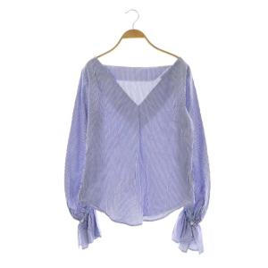 Ron Herman ブラウス ボートネック 長袖 ストライプ S 青 白 ブルー ホワイト