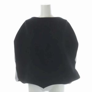 ダブルフェイスドルマン トップス カットソー 半袖 サイドスリット 1 黒 ブラック