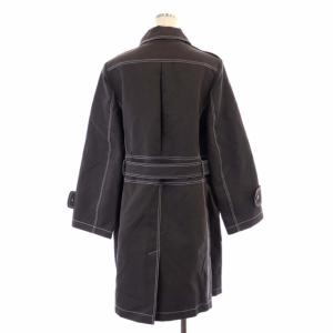 Salvatore Ferragamo ロゴボタン ステンカラーコート ステッチ ベルト付き I48 チャコール