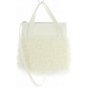 TOMORROWLAND ファー ハンドバッグ ショルダーバッグ 2way レザー ファー 白 ホワイト