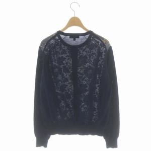 Drawer 16Gコットンレースカーディガン ニット 長袖 切替 2 グレー ネイビー