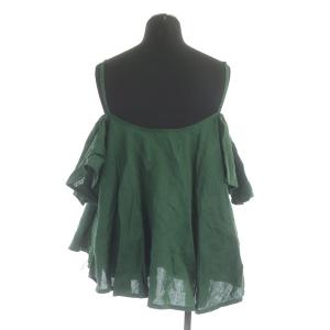 MYLAN リネン フリルブラウス キャミソール オフショルダー プルオーバー F グリーン