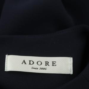 ADORE フレアスリーブワンピース ドレス コクーン ミモレ丈 ロング 七分袖 38 ネイビー