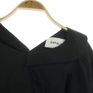 ENFOLD アシンメトリーブラウス シャツ チュニック プルオーバー デザイン 長袖 38 黒 ブラック