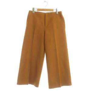 センタープレスワイドパンツ ジッパーフライ ウール 36 茶色 ブラウン