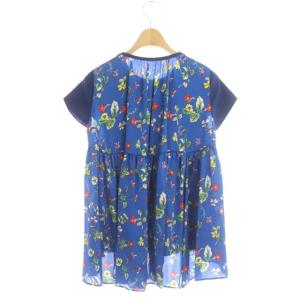 sacai フラワー切替アシンメトリーカットソー 半袖 花柄 フレア 1 紺 青 マルチカラー ネイビー ブルー