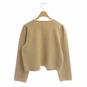 M'S GRACY パール装飾ロゴフラワージャガード カーディガン 長袖 38 ベージュ
