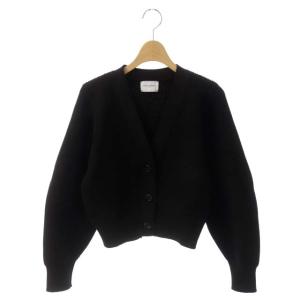 P AZE ショートニットカーディガン 長袖 Vネック 黒 ブラック