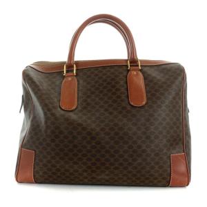 CELINE ボストンバッグ マカダム柄 レザー 茶 ブラウン OH