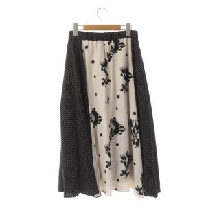 Grace Class 21SS ダンサードット切替スカート ロング フレア 36 オフホワイト 黒 ブラック