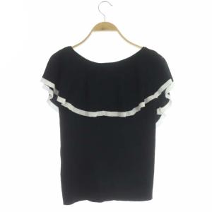 Diagram GRACE CONTINENTAL 21SS アシメフリルニット セーター サマー ノースリーブ Vネック リブ 36 黒 白 ブラック ホワイト