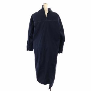 nagonstans シャツワンピース 長袖 ロング ステッチデザイン 36 紺 黄緑 ネイビー イエローグリーン