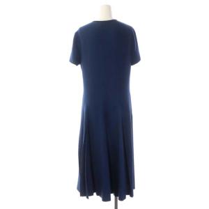 Salvatore Ferragamo ショートスリーブ プリーツフレア ニットワンピース 半袖 ロング プルオーバー L エメラルド