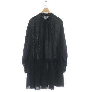 ADORE 21AW ウールボイルブラウス シャツ チュニック バンドカラー 長袖 38 ブラック