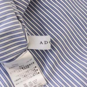 ADORE 22SS クリアコットンセーラーヨークシャツ ブラウス バンドカラー 2WAY ストライプ 長袖 38 青 白 ブルー ホワイト