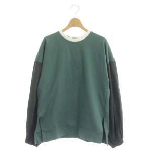 21SS グロッシー天竺 コンビプルオーバー カットソー 長袖 切替 38 スモークグリーン