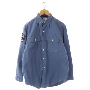 HAMPTON BACK SATIN SHIRT シャツ 胸ポケット ワッペン 01 ブルー