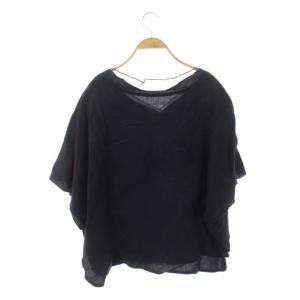 ADORE リネン 5分袖ブラウス プルオーバー 38 紺 ネイビー