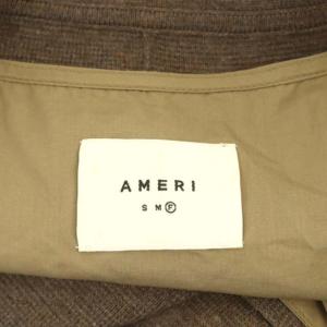 Ameri VINTAGE MINI JACKET DOCKING SHIRTS シャツ 長袖 フェイクレイヤード ニット切替 リボンベルト付き F 茶