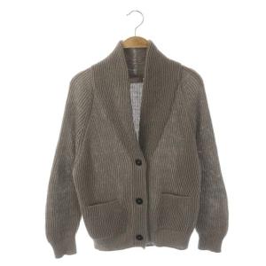 リネン カーディガン ニット 長袖 ショールカラー 2 グレー
