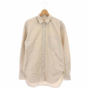 22AW オックスベーシックパールボタンシャツ 長袖 胸ポケット ライトグレージュ