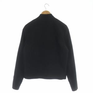 EMPORIO ARMANI エンボス総柄ボンバージャケット 総裏地 ジップアップ ウール混 44 ブラック