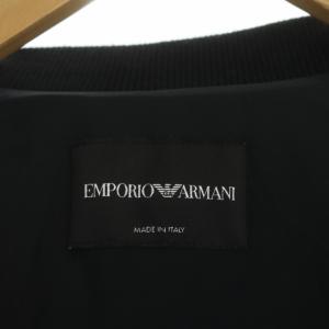 EMPORIO ARMANI エンボス総柄ボンバージャケット 総裏地 ジップアップ ウール混 44 ブラック