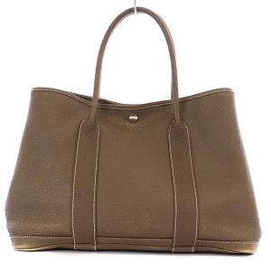 HERMES ガーデンパーティPM K刻印 トートバッグ レザー シルバー金具 茶