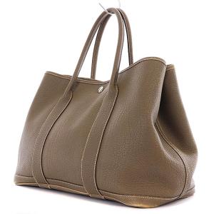 HERMES ガーデンパーティPM K刻印 トートバッグ レザー シルバー金具 茶