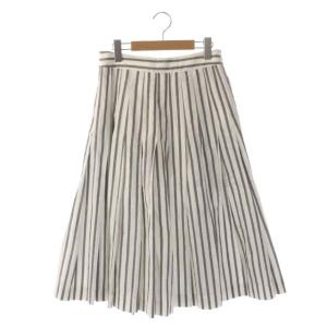BOLD STRIPE COTTON LINEN SKIRT フレアスカート ミディアム丈