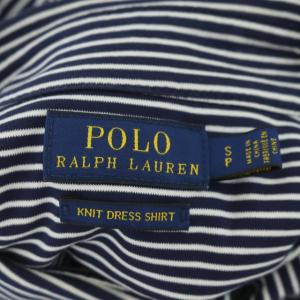 POLO RALPH LAUREN ストライプシャツ ニットドレスシャツ 長袖 ネイビー ホワイト