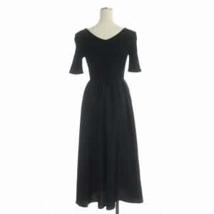 UNITED ARROWS フィット&フレア 2WAY ドッキングワンピース ロング 半袖 ギャザー 36 黒 ブラック