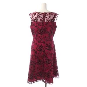 GRACE CONTINENTAL コードフラワーワンピース ロング ノースリーブ チュールレース フレア 38 ボルドー 黒 ブラック