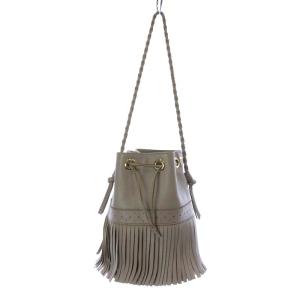 J&M DAVIDSON CARNIVAL ショルダーバッグ ワンショルダー 巾着 フリンジ レザー ベージュ